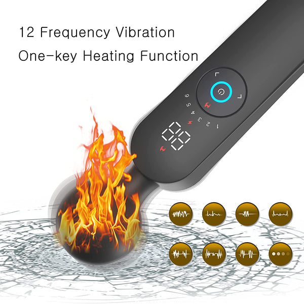 Upgraded Powerful Back Massager -Head can be Heated Cordless Body Massager with 12 Powerful Vibration Mode for Body Relieves Neck Shoulder Back Waist Leg Muscle Tension