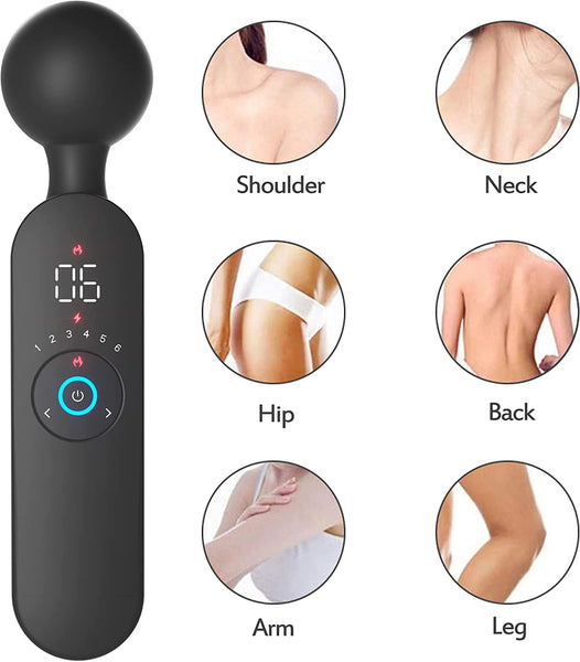 Upgraded Powerful Back Massager -Head can be Heated Cordless Body Massager with 12 Powerful Vibration Mode for Body Relieves Neck Shoulder Back Waist Leg Muscle Tension