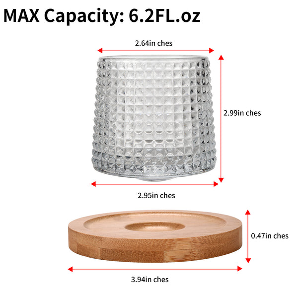 JEKMOS 2Set Whiskey Glasses Rotatable Tumbler Crystal Glass Cups, Viski Glasses Clear Glassware with 2Pcs Bamboo Coasters - Scotch, Bourbon, Liquor, Brandy, and Cocktail Drinks at Home Bar 2 X 6.2OZ .