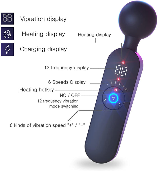 Upgraded Powerful Back Massager -Head can be Heated Cordless Body Massager with 12 Powerful Vibration Mode for Body Relieves Neck Shoulder Back Waist Leg Muscle Tension