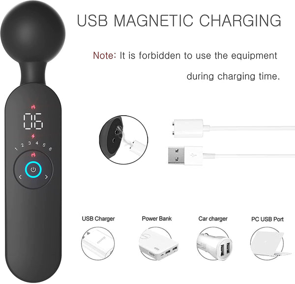 Upgraded Powerful Back Massager -Head can be Heated Cordless Body Massager with 12 Powerful Vibration Mode for Body Relieves Neck Shoulder Back Waist Leg Muscle Tension